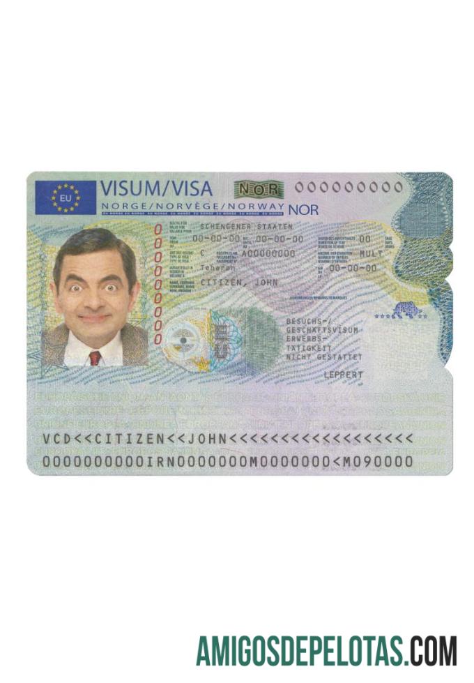 Visto Schengen para a Noruega exemplo